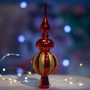 Макушка 23ADC1-F7-1 Пика 23см красная с золотыми блестками