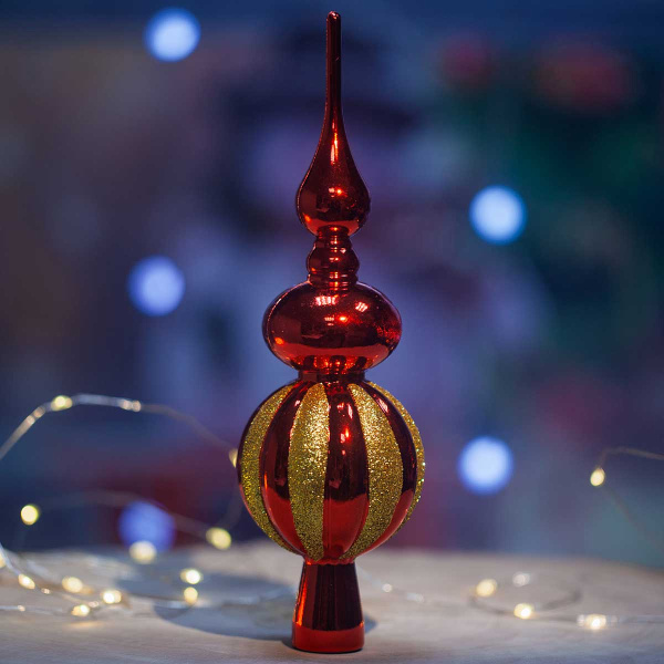 Макушка 23ADC1-F7-1 Пика 23см красная с золотыми блестками