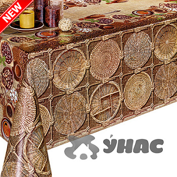 Клеенка 140*20 ДЕКОРАМА 203А (кофе, корзинки кайма) ТУРЦИЯ