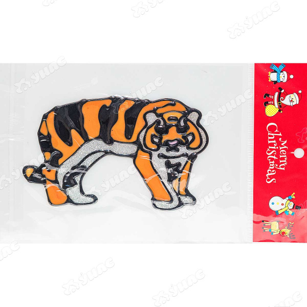 Наклейка на стекло А-41 15 см Тигр оранжевый