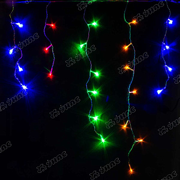 Гирлянда светодиодная ДОЖДЬ ЦВЕТНАЯ/3м*0,7м ,100 лампочек, прозрачный провод/