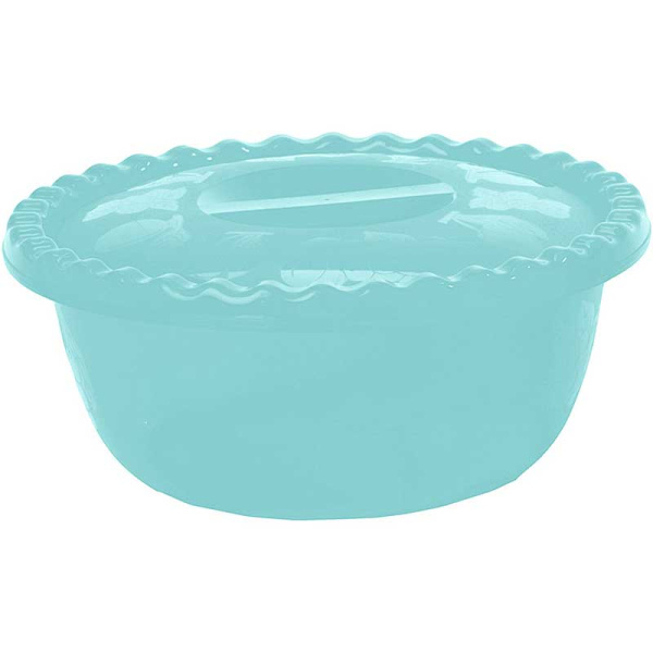 Миска круглая 5л с крышкой аквамарин М1317 (20)