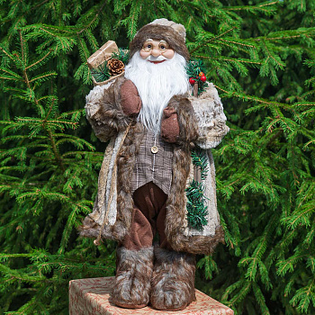Фигура новогодняя LC252524 Дед Мороз 60 см в меховой шубе