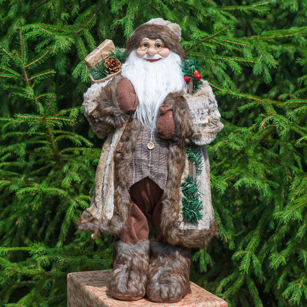 Фигура новогодняя LC252524 Дед Мороз 60 см в меховой шубе