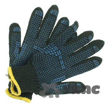 Перчатки х/б с ПВХ двойные чёрные х5