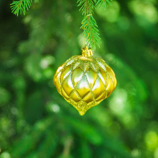 Шар 8BDC3-G20-2 3шт 8см "Фонарик" золото с блестками (128)