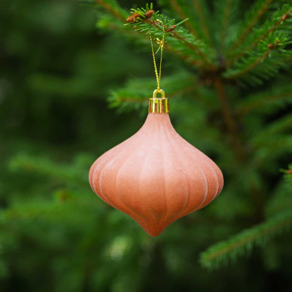 Набор елочных украшений LN19-7 8 см 6 шт Шары Бархат персиковый