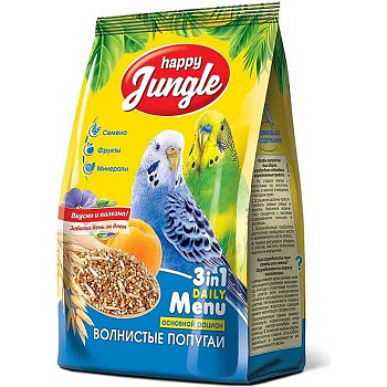 ХэппиДжангл Корм для волнистых попугаев 500г J102