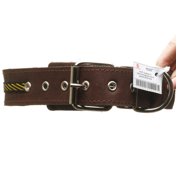 Ошейник кожа+кожаный подклад+лента декоративная ширина 35 мм длина 65 см