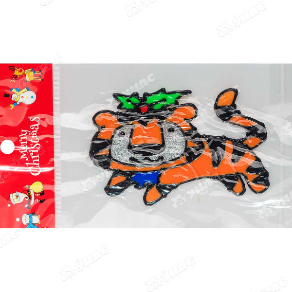 Наклейка на стекло А-45 15 см Тигр с веткой