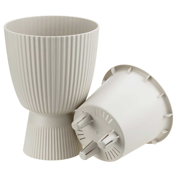 Кашпо ВЕЛЬВЕТ D150мм 1л со вставкой Кремовый М3268 х10 