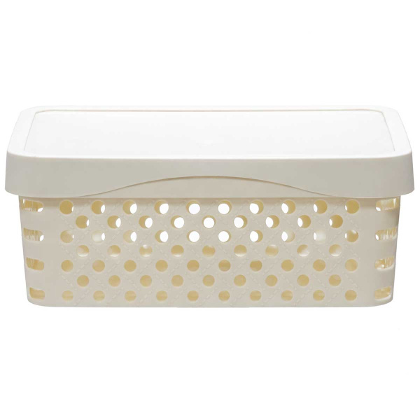 Корзина Eternity с крышкой 11л с ручками кремовая