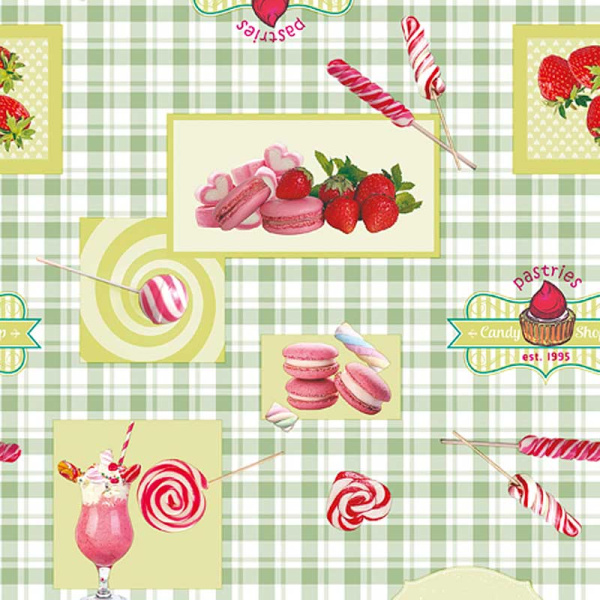 Клеенка 140*20 ДЕКОРАМА 240С Клубничный зел ТУРЦИЯ