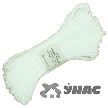 Шнур хозяйственный вязаный диаметр 6мм, 20м, белый х50