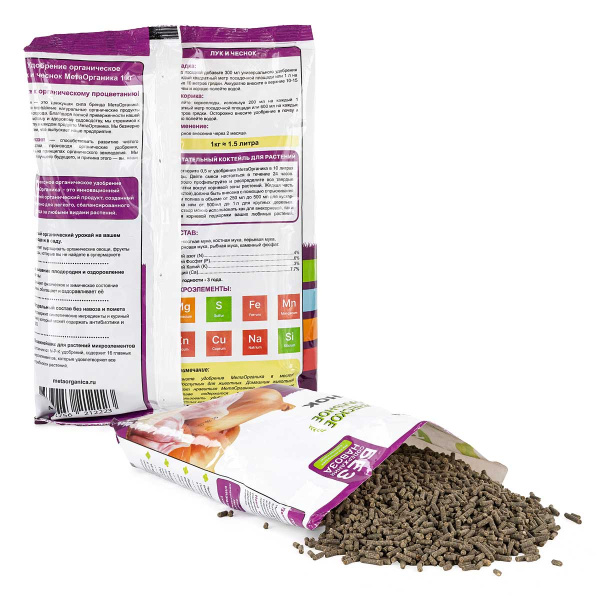 Удобрение органическое "Лук и Чеснок" МетаОрганика 1кг х8 