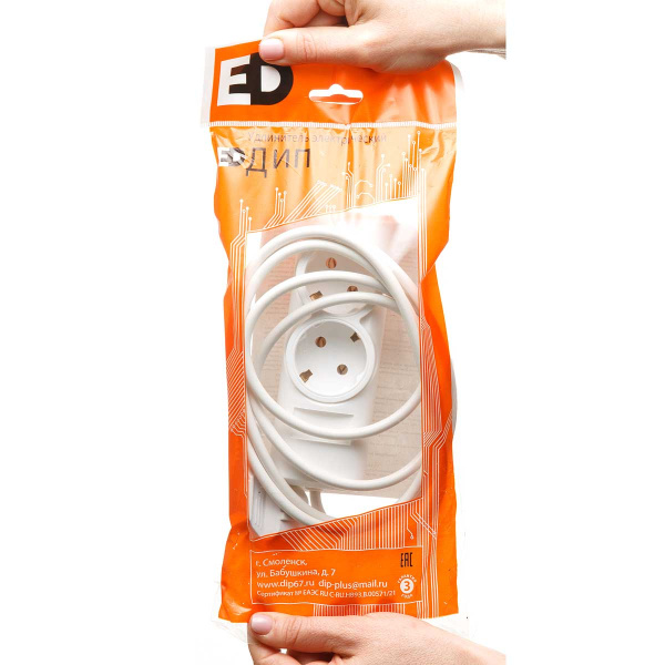 Удлинитель ПРЕМИУМ  2 гнезда  2 метра ПВС 3*0,75 с заземлением х30
