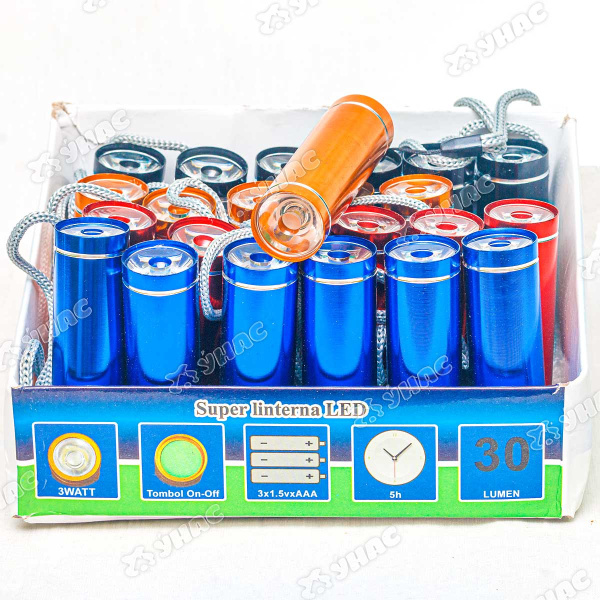 Фонарик 9см металл NA1660  х24/480