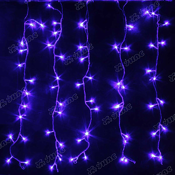 Гирлянда светодиодная ШТОРА  СИНИЙ/1,5м*1,5м, 160 лампочек, прозрачный провод/