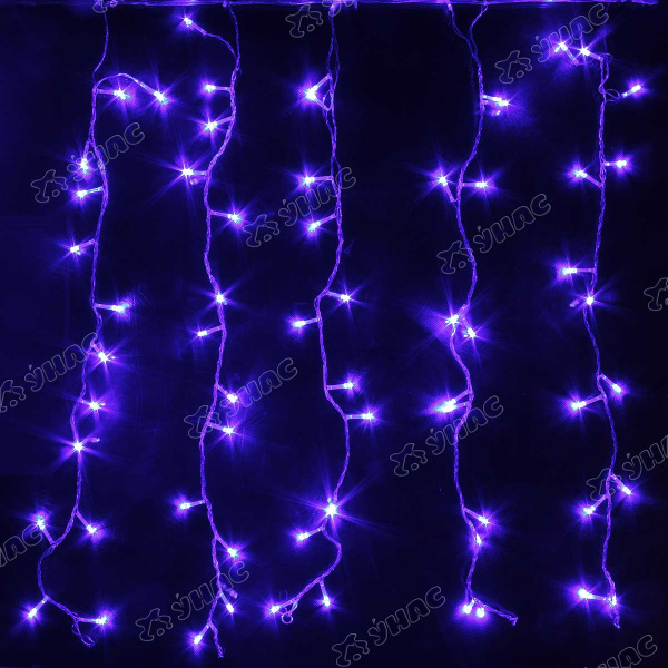 Гирлянда светодиодная ШТОРА  СИНИЙ/1,5м*1,5м, 160 лампочек, прозрачный провод/