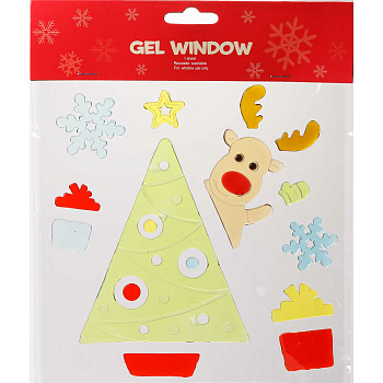 Наклейка на стекло А75 Елочка с оленем 20*20см (12)