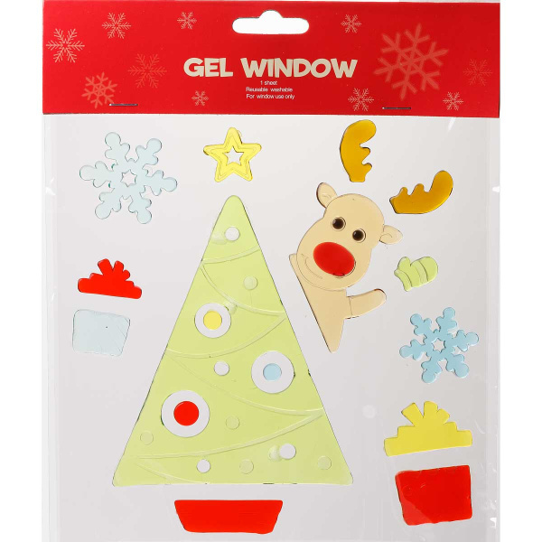 Наклейка на стекло А75 Елочка с оленем 20*20см (12)