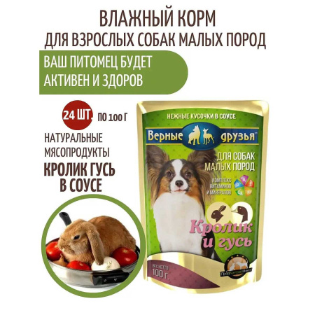 Верные друзья дой-пак 100 г для собак мелких пород Кролик и Гусь
