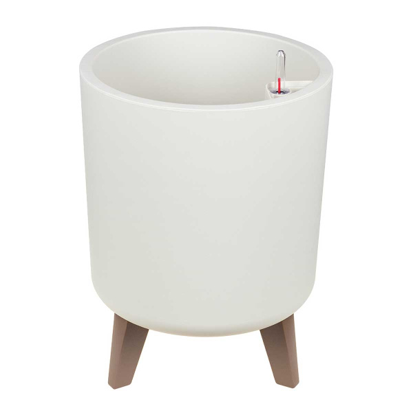 Кашпо ФЛОРИАН высокое D 300 мм 19 л с автополивом белый ротанг М3159 х1 