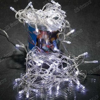 Гирлянда LED L-0-2 72 ламп прозрачный провод белый