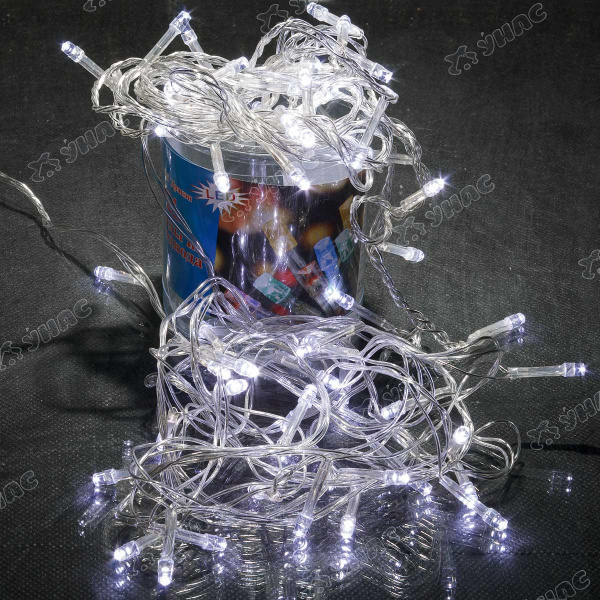 Гирлянда LED L-0-2 72 ламп прозрачный провод белый