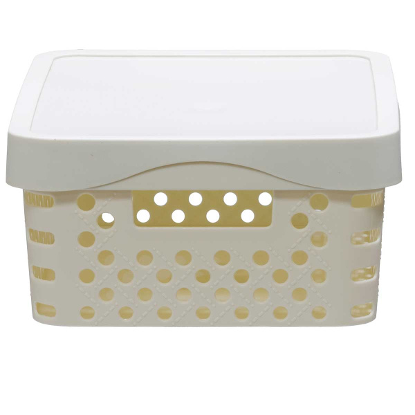 Корзина Eternity с крышкой 11л с ручками кремовая