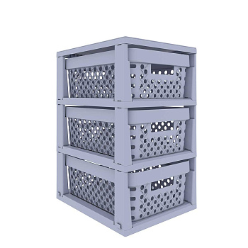 Стеллаж UNIQUM 3 секции серый корзина Eternity Р6021СЕР х1