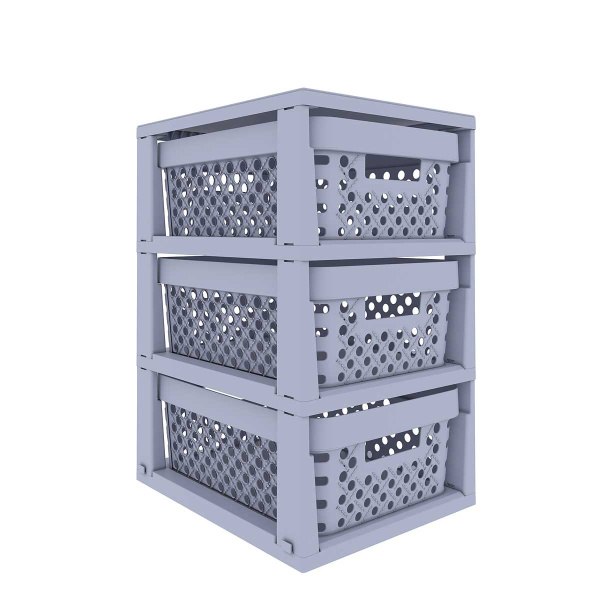 Стеллаж UNIQUM 3 секции серый корзина Eternity Р6021СЕР х1