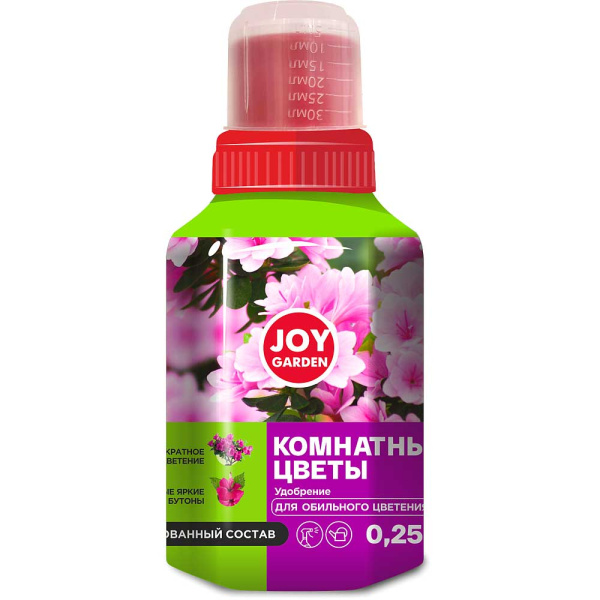 Удобрение 0,25л. Для обильного цветение Комнатные цветы JOY GARDENх12 