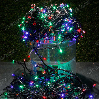 Гирлянда светодиодная ЦВЕТНАЯ/29 метров, 380л,черный провод/