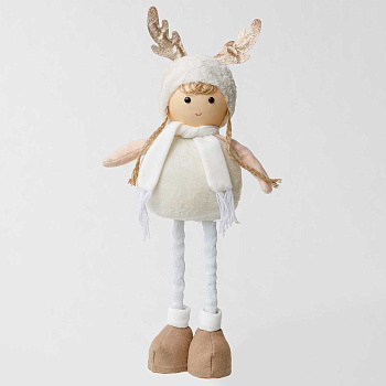 Фигура новогодняя D222-1134-45 интерьерная Девочка-Майя 45-65см в шапочке с рожками с телескопическими ногами