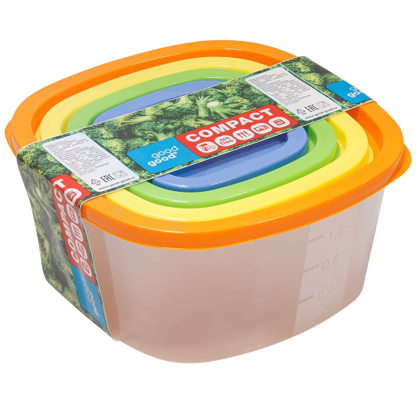 Набор контейнеров COMPACT 0,23+0,5+0,9+1,55л