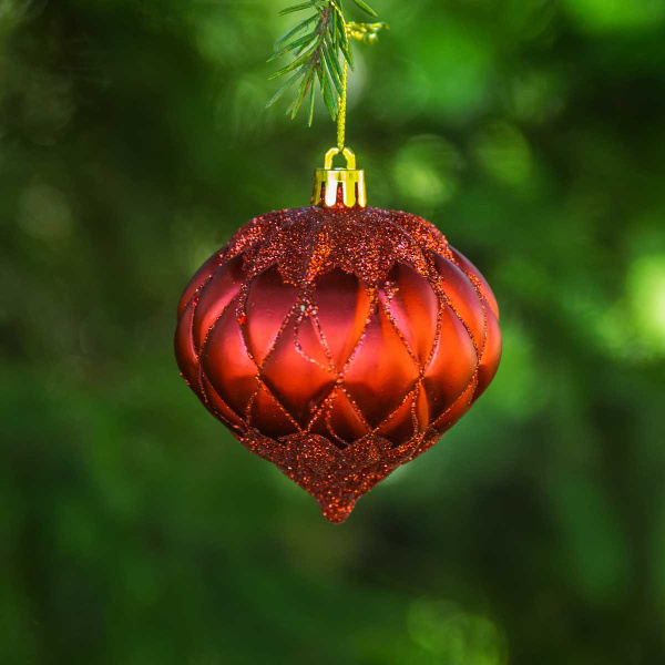 Шар 8BDC3-G20-1 3шт 8см "Фонарик" красный с блестками (128)