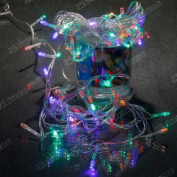 Гирлянда LED L-0-6 72 ламп прозрачный провод цветной
