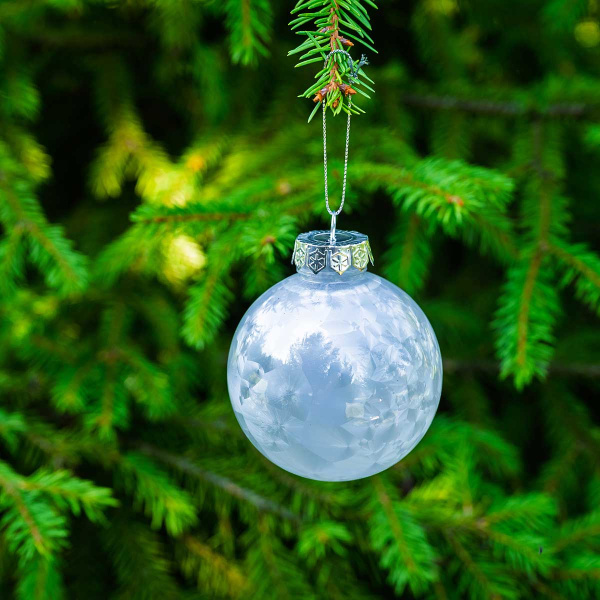 Шар YWJ-5013 3 шт 8 см "Морозный узор" Жемчуг(98)