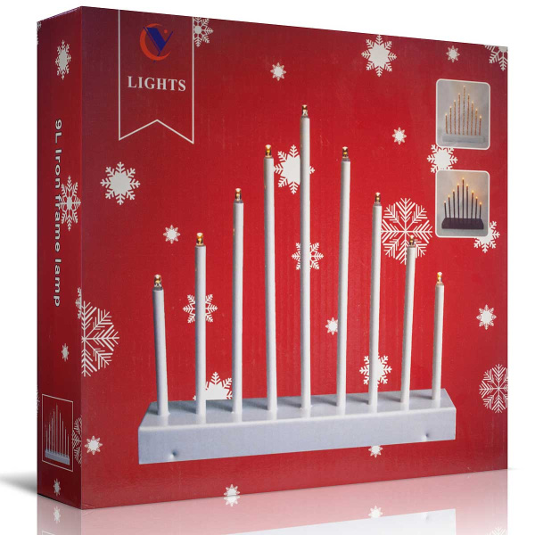 Гирлянда интерьерная "Свечи на подставке" 60-84-3 26см 9свечей (теп)