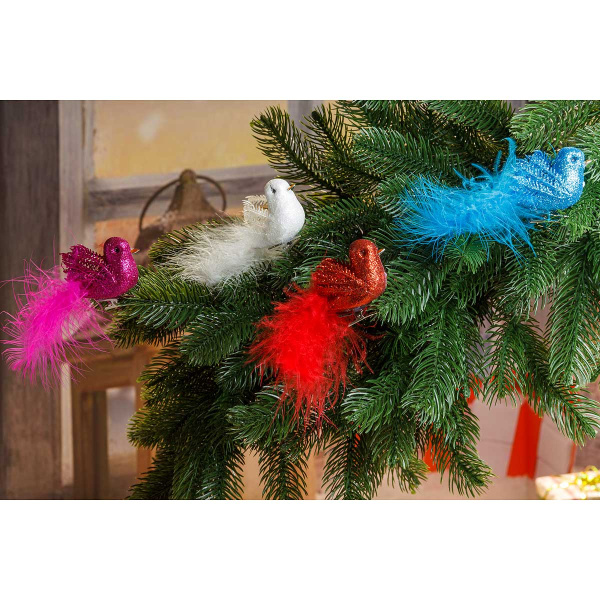 Прищепка на елку B40-006 4шт 10cм Птичка микс