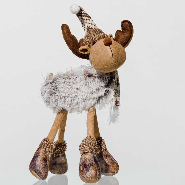 Фигура новогодняя интерьерная SYY107А Лось 45см лохматый (дизайн №1)