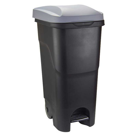 Бак 85л с педалью на колесах серый М2399