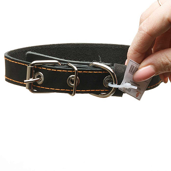 Ошейник кожаный одинарный ширина 20 мм  длина 45 см