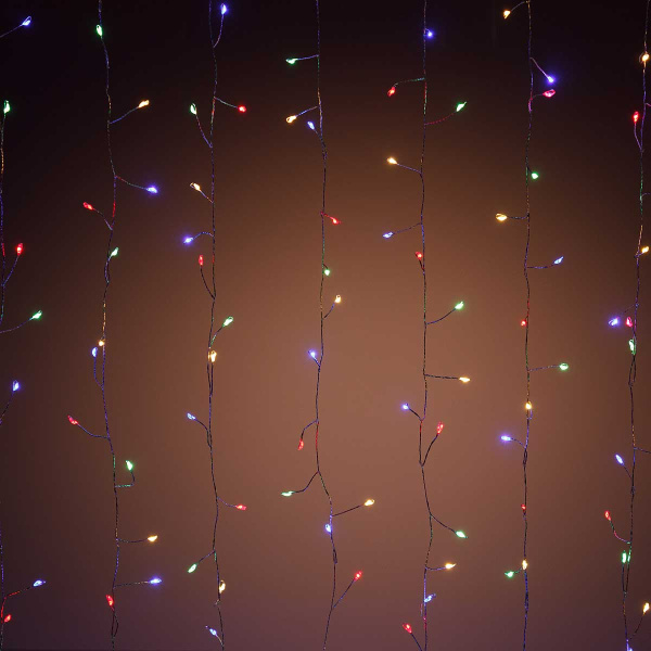 Гирлянда штора нитка LLN-26-6 3*1,1м 10нитей, Цветная