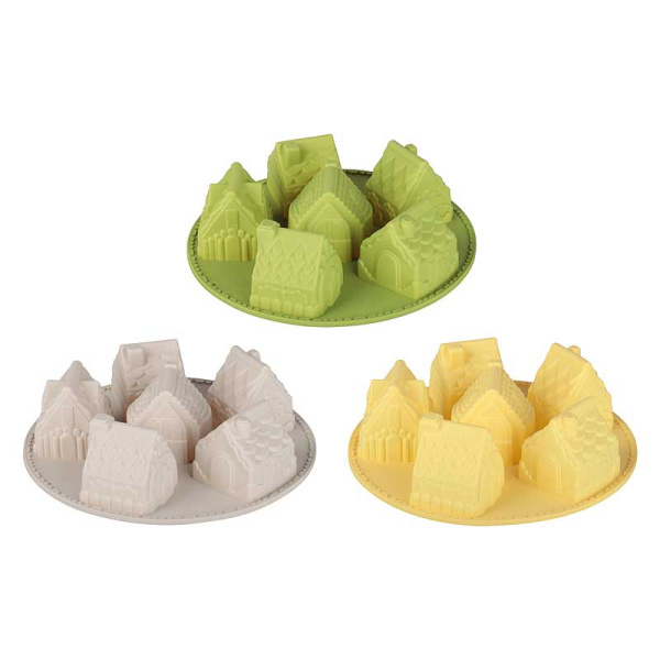 Форма для выпечки 6 ячеек 26х6см Домики силикон 856-186