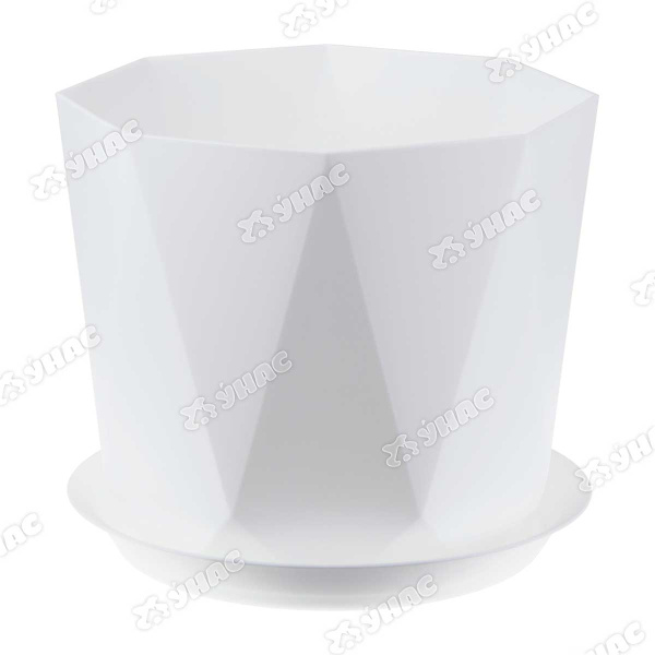 Кашпо ПРИЗМА D220 4,7л с поддоном белый М3139 х8 