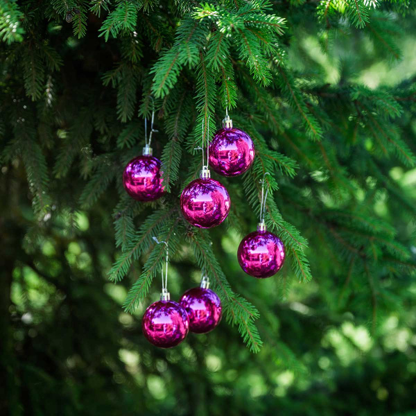 Шар Т173-6 6шт 6см (глянцевые) фуксия (120/140)