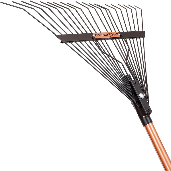 Грабли веерные металлические 20 зубьев KOPPER TOOLS с дюралюминиевым черенком ФИ.076-02