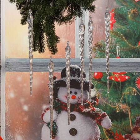 Елочное украшение "Сосулька" HES002 6шт 30см (50)